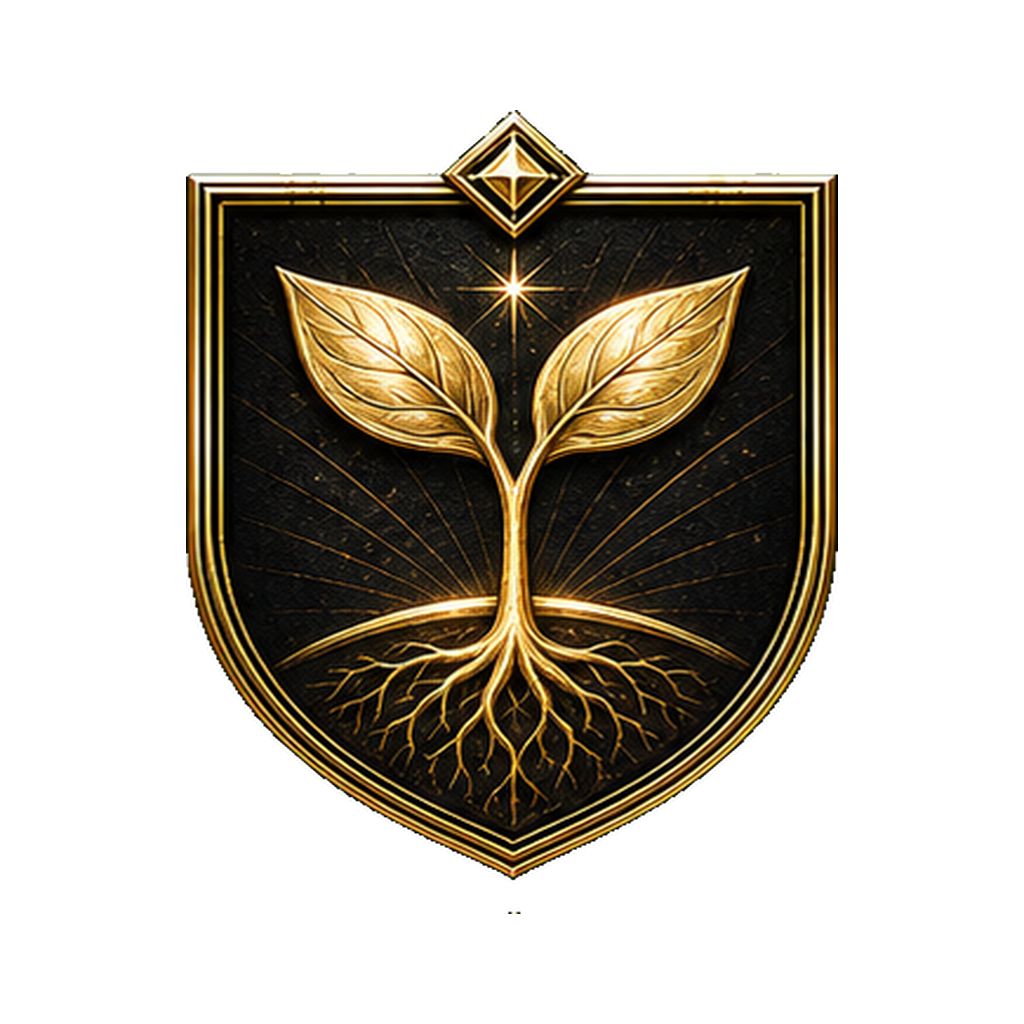 Escudo Elevado do Clã Acólitos, broto elevado com raízes luminosas